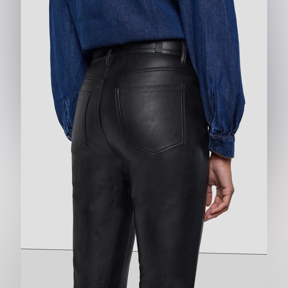 7 For All Mankind Faux Leather Womens 34 Slim Kick Flare Y2K concert grunge arts - Picture 3 of 12